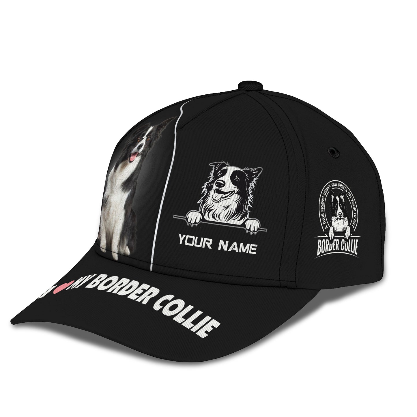 Border Collie Custom Name Classic Cap Gift For Dog Lover 3D Hat