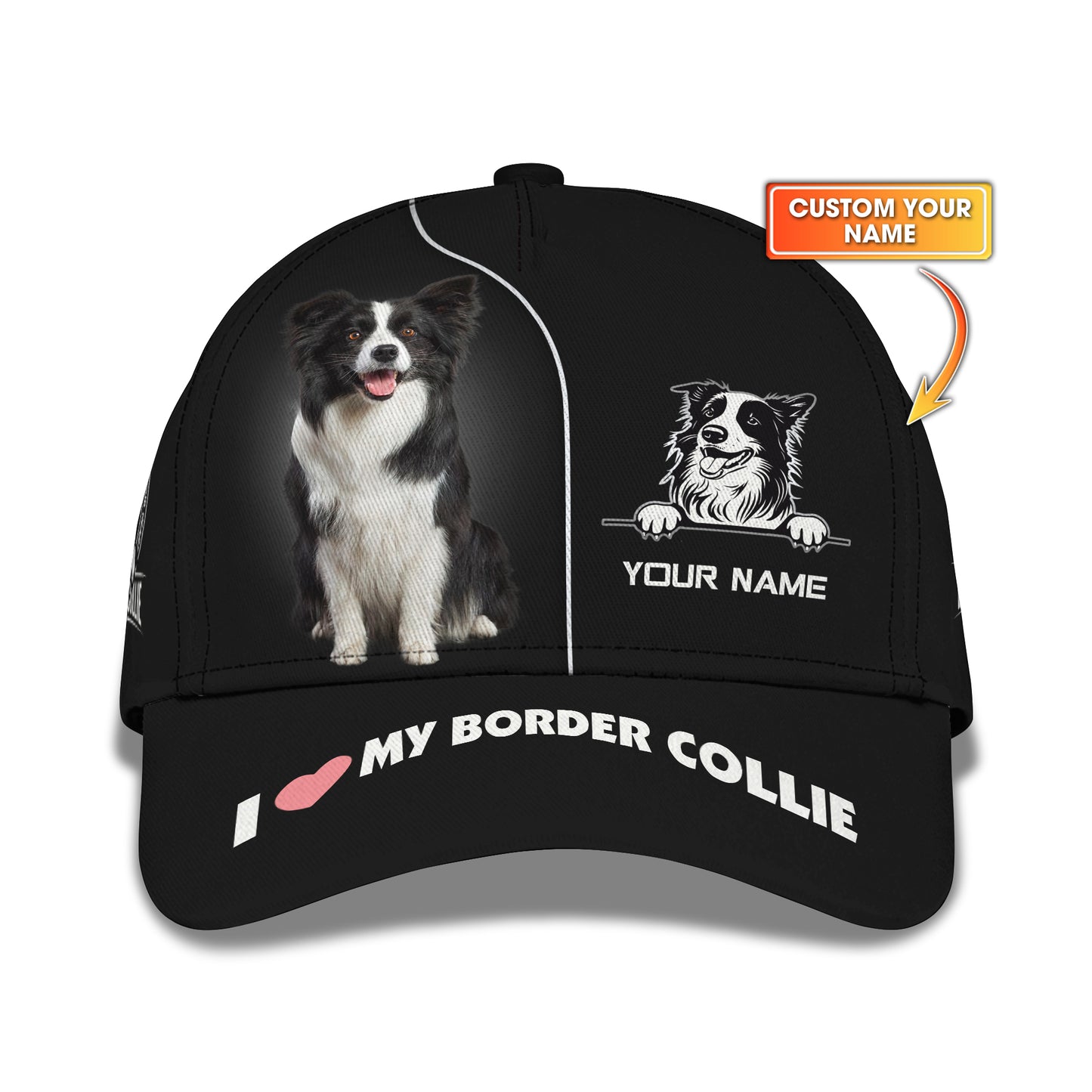 Border Collie Custom Name Classic Cap Gift For Dog Lover 3D Hat