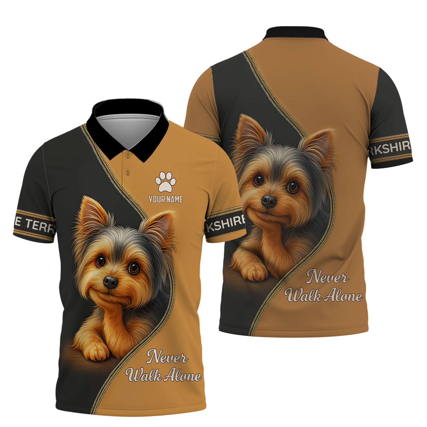Personalized Yorkshire Terrier T-Shirt - Never Walk Alone Cute Dog Design