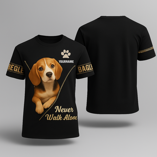 Camiseta con nombre personalizado de montaña bernesa, regalo Never Walk Alone para amantes de los perros, camisetas 3D
