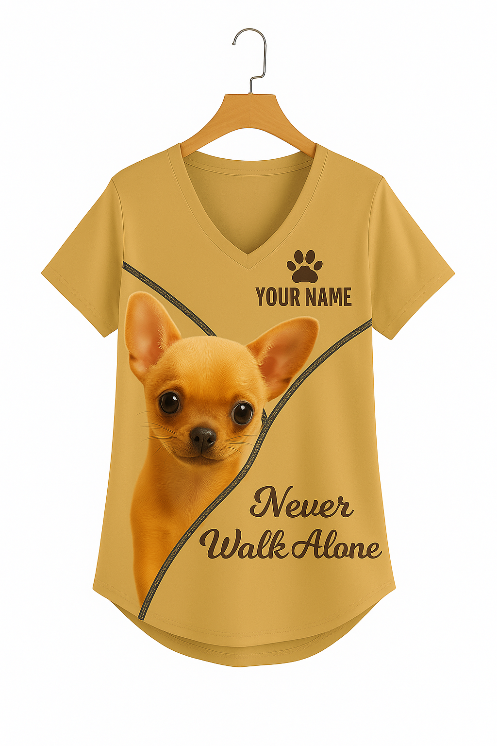 Personalized Chihuahua Women V-Neck Shirt - Cute Dog Design with Custom Name