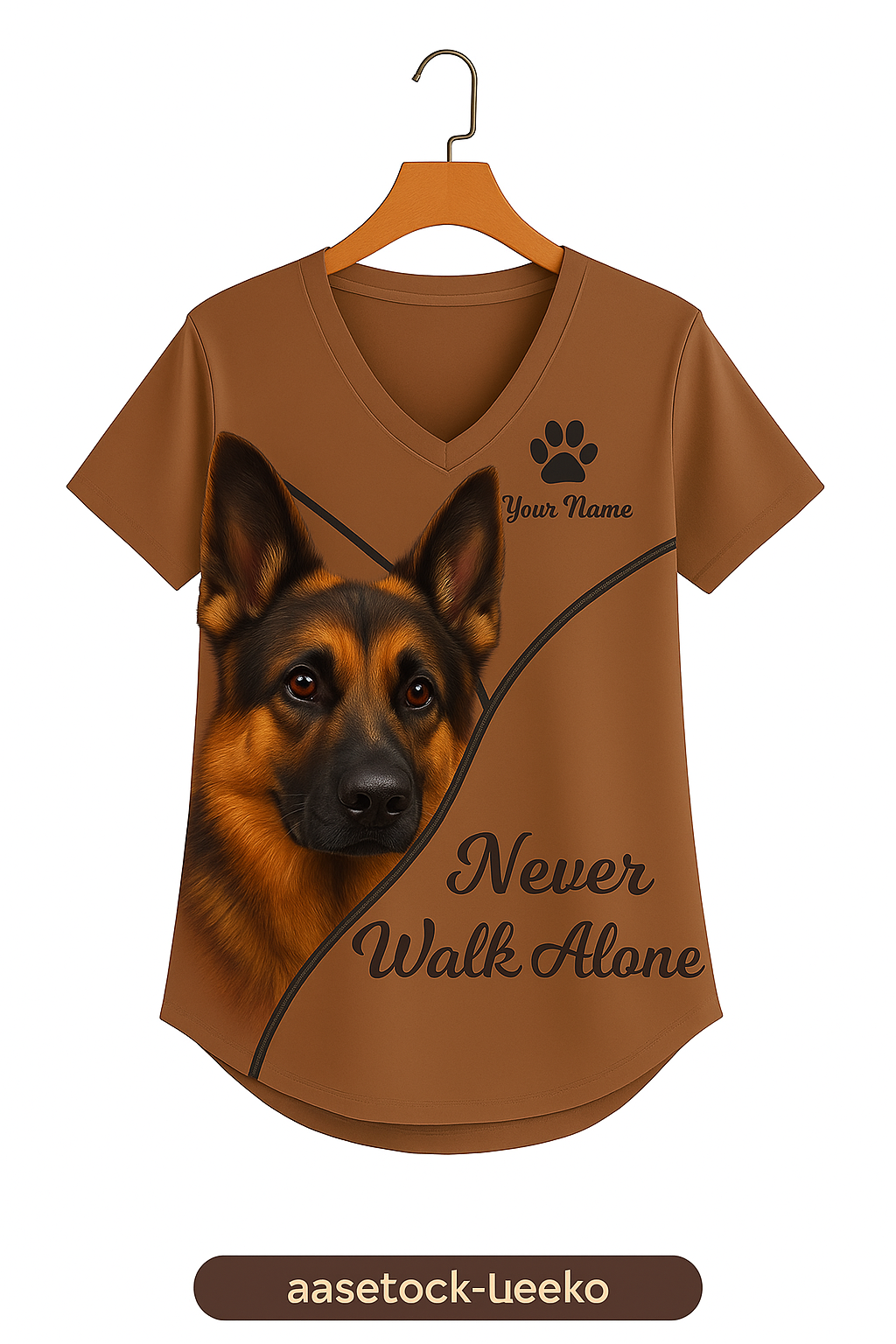 Personalized German Shepherd Women V-Neck Shirt - Dog Design with Custom Name