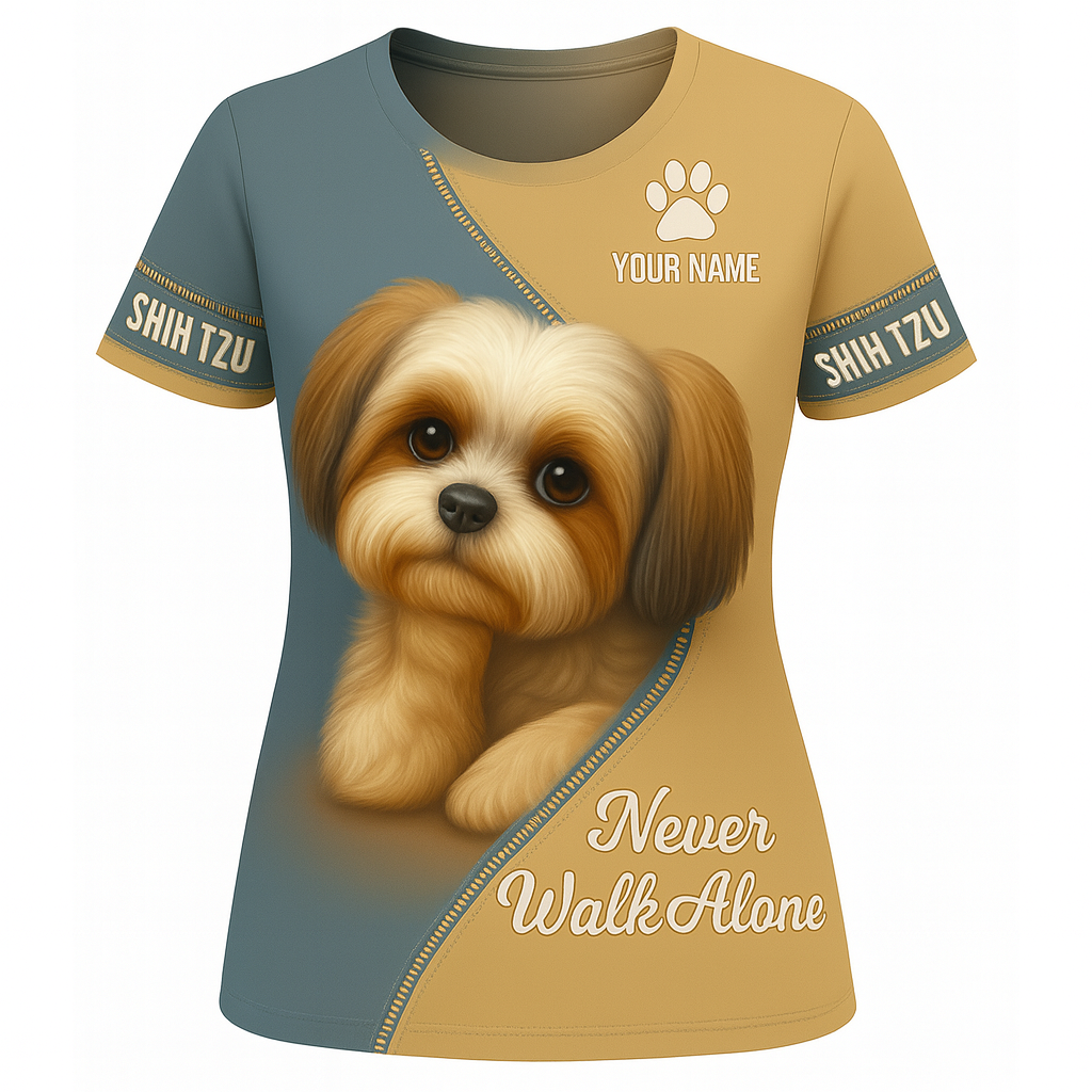 Camiseta con nombre personalizado de montaña bernesa, regalo Never Walk Alone para amantes de los perros, camisetas 3D