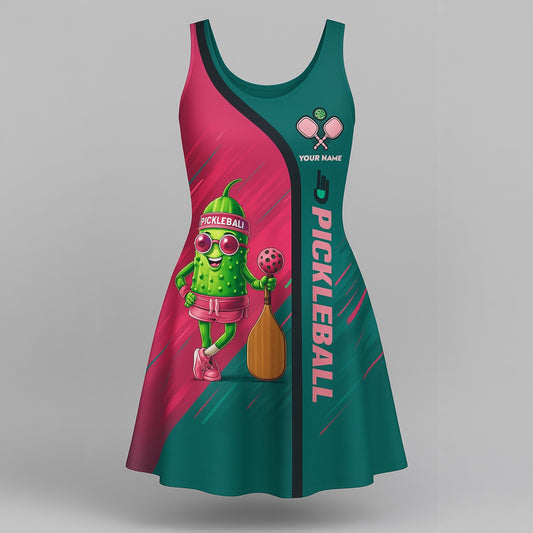 Personalized Pickleball Pocket Dress – Funny Pickle Character 3D Design