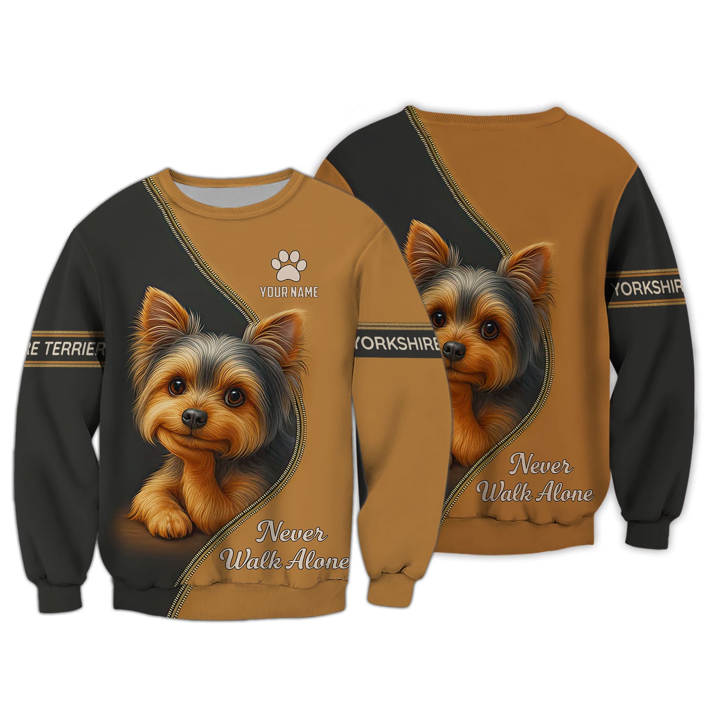Personalized Yorkshire Terrier T-Shirt - Never Walk Alone Cute Dog Design