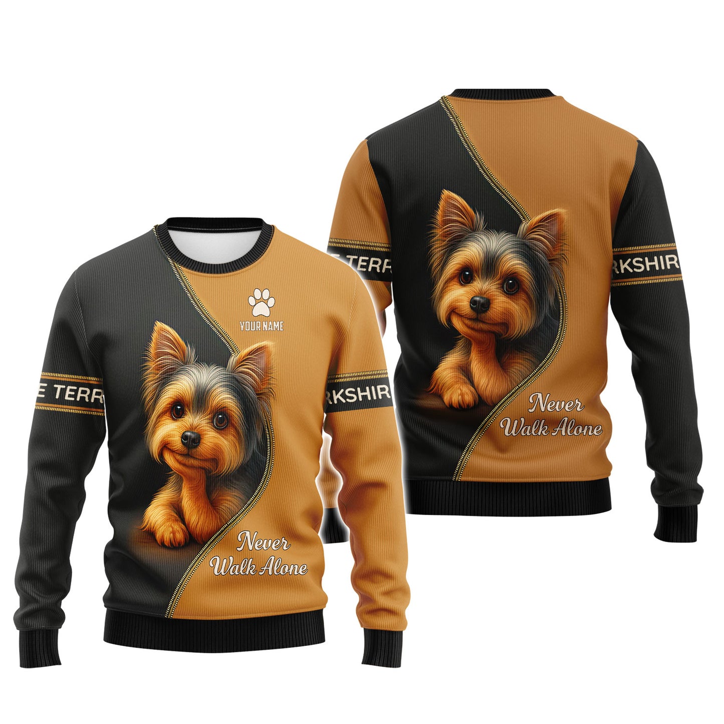 Personalized Yorkshire Terrier T-Shirt - Never Walk Alone Cute Dog Design
