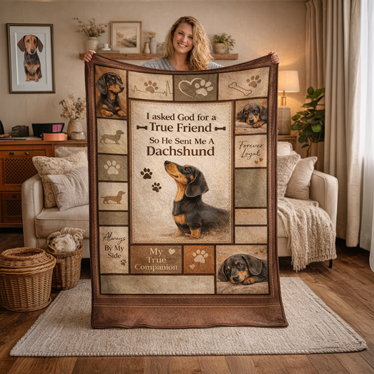 Wiizaa True Friend Dachshund Fleece Blanket - A Warm Keepsake of Unconditional Love