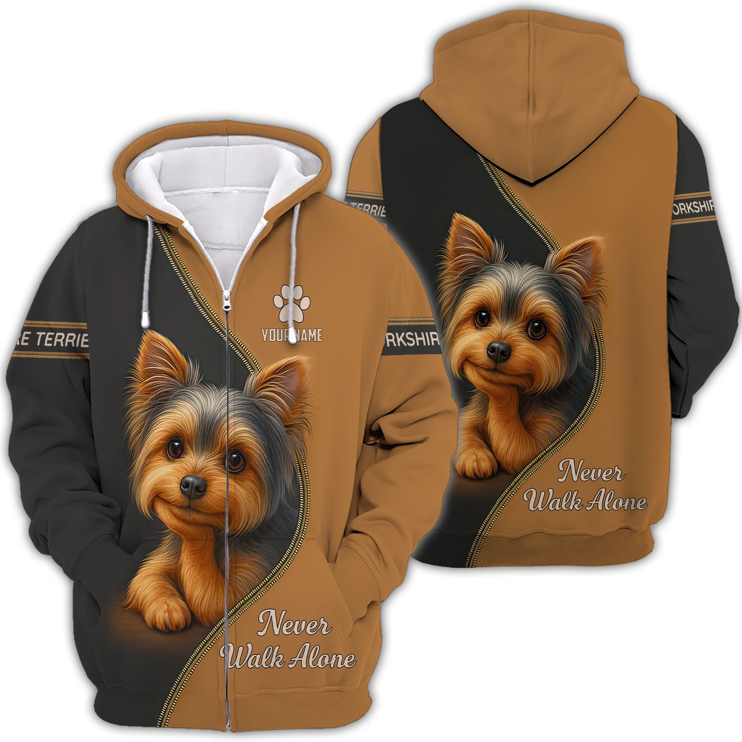 Personalized Yorkshire Terrier T-Shirt - Never Walk Alone Cute Dog Design