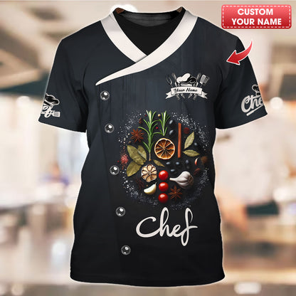 Chemise de chef personnalisée - Arrangement élégant d'épices et d'herbes pour les professionnels de la cuisine