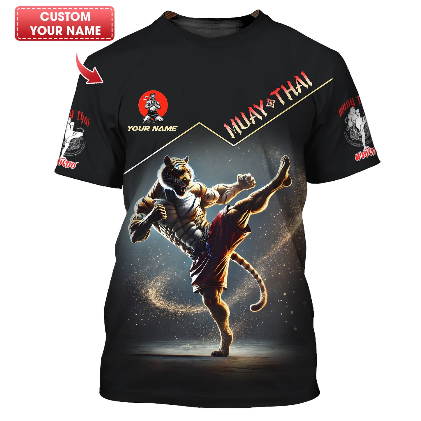 Camiseta de luchador de Muay Thai con estampado 3D completo de tigre, regalo con nombre personalizado para amantes del Muay Thai