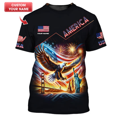 T-shirts personnalisés américains American Eagle 3D Shirt Cadeau pour les amoureux de l'Amérique