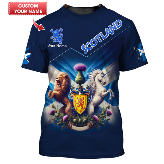 Camiseta personalizada con el escudo de armas de Escocia en 3D, regalo personalizado para los amantes de Escocia