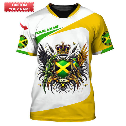 Camiseta personalizada con nombre 3D de la mascota representante de Jamaica, regalo personalizado para los amantes de Jamaica