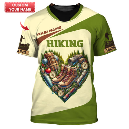 Hiking Heart Custom Name 3D Shirt Personalized Gift For Hiker Lovers