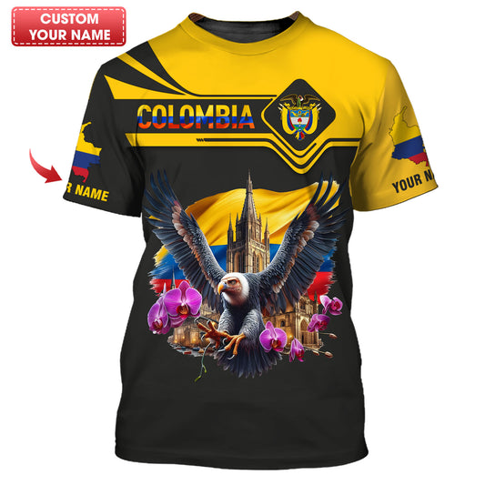 Camiseta de Colombia con impresión completa en 3D y nombre personalizado como regalo para los amantes de Colombia