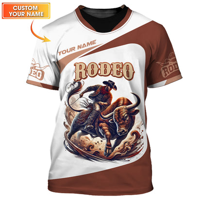 T-shirts imprimés en 3D Cowboy Ride The Bull, cadeau personnalisé avec nom pour les amateurs de rodéo