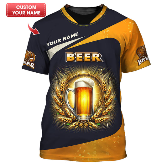 Camiseta personalizada con nombre en 3D de cerveza Regalo con nombre personalizado para amantes de la cerveza