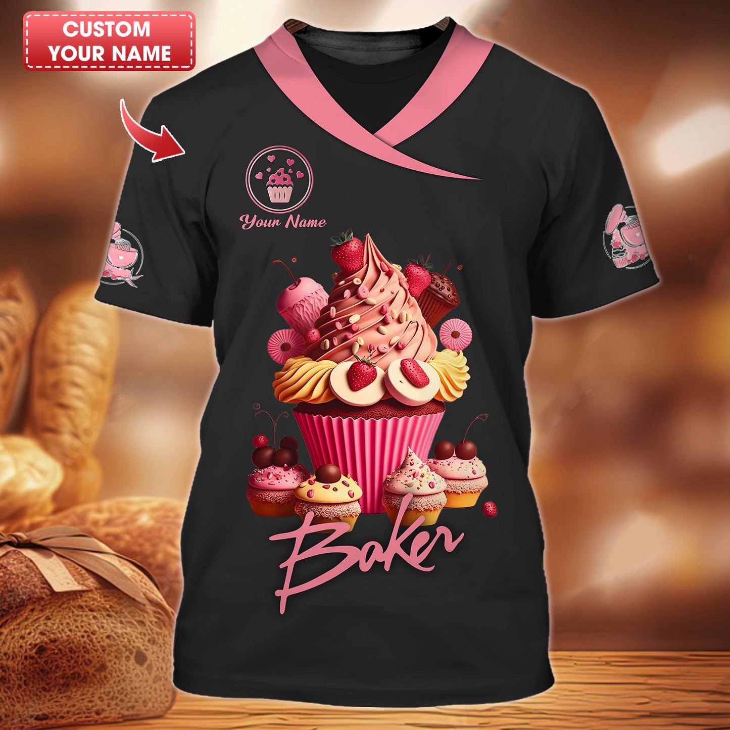 Personalized Baker Shirts - Luscious Cupcake and Berry Design for Dessert Lovers