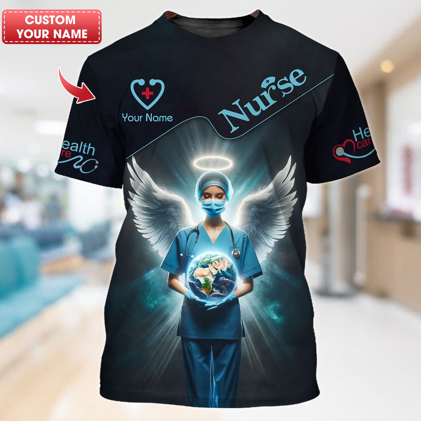 Personalized Nurse Shirts - Guardian Angel Nurse Design for Healthcare Heroes