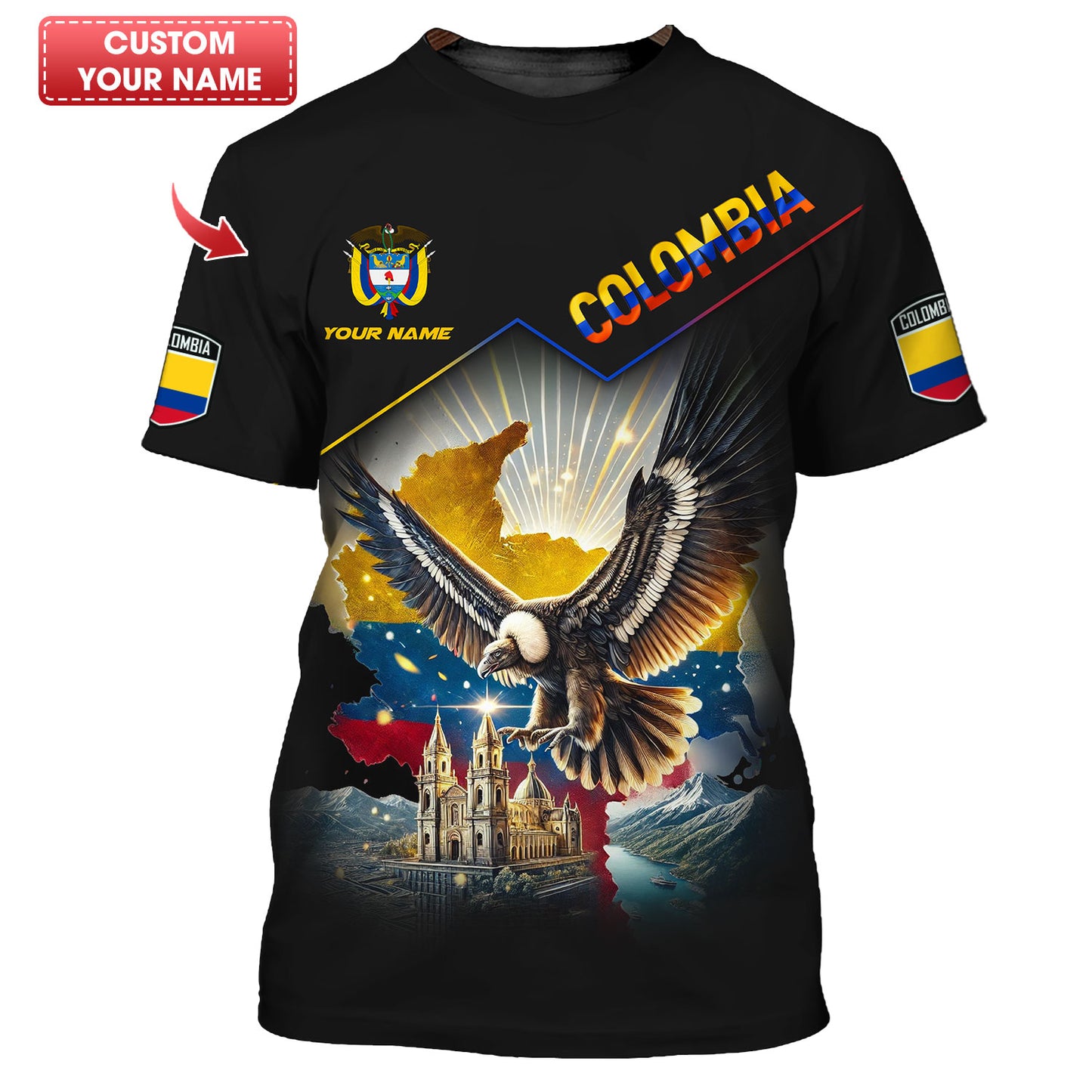 Camisetas personalizadas con alas sobre Colombia, regalo para los amantes colombianos