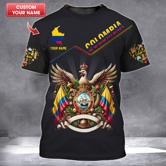 T-shirt personnalisé avec nom de la Colombie, cadeau pour les amoureux de la Colombie