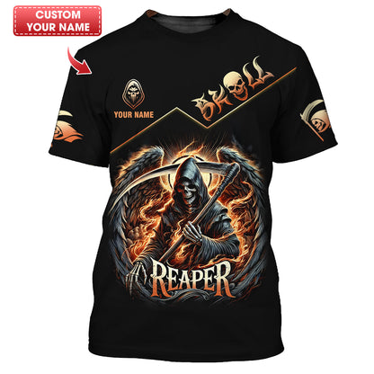 3D Full Print The Reaper God Of Death T-Shirts Personalized Name Gift For Skull Lovers