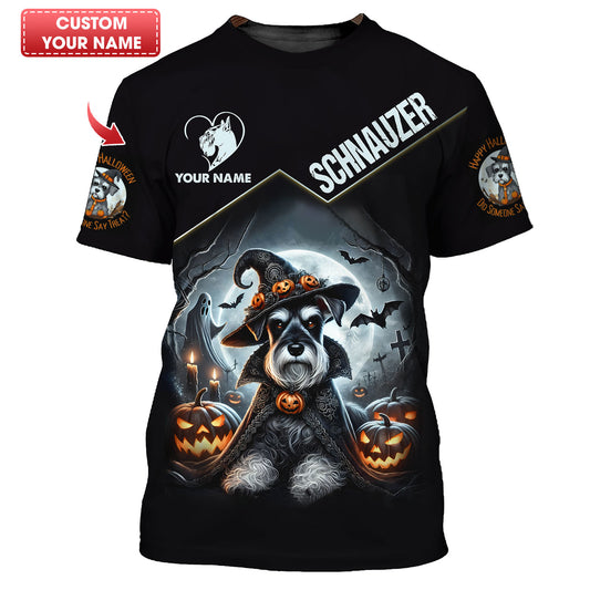 Camisetas personalizadas con nombre en 3D y mensaje de feliz Halloween Camiseta de Halloween con calabaza y pastor alemán