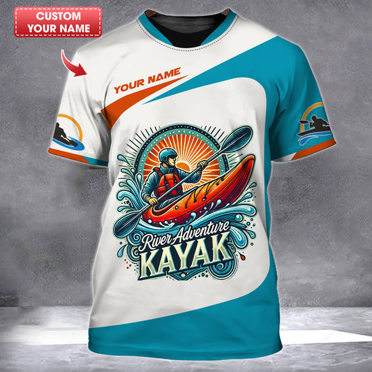 Camiseta unisex de kayak Camiseta con nombre personalizado para amantes del kayak