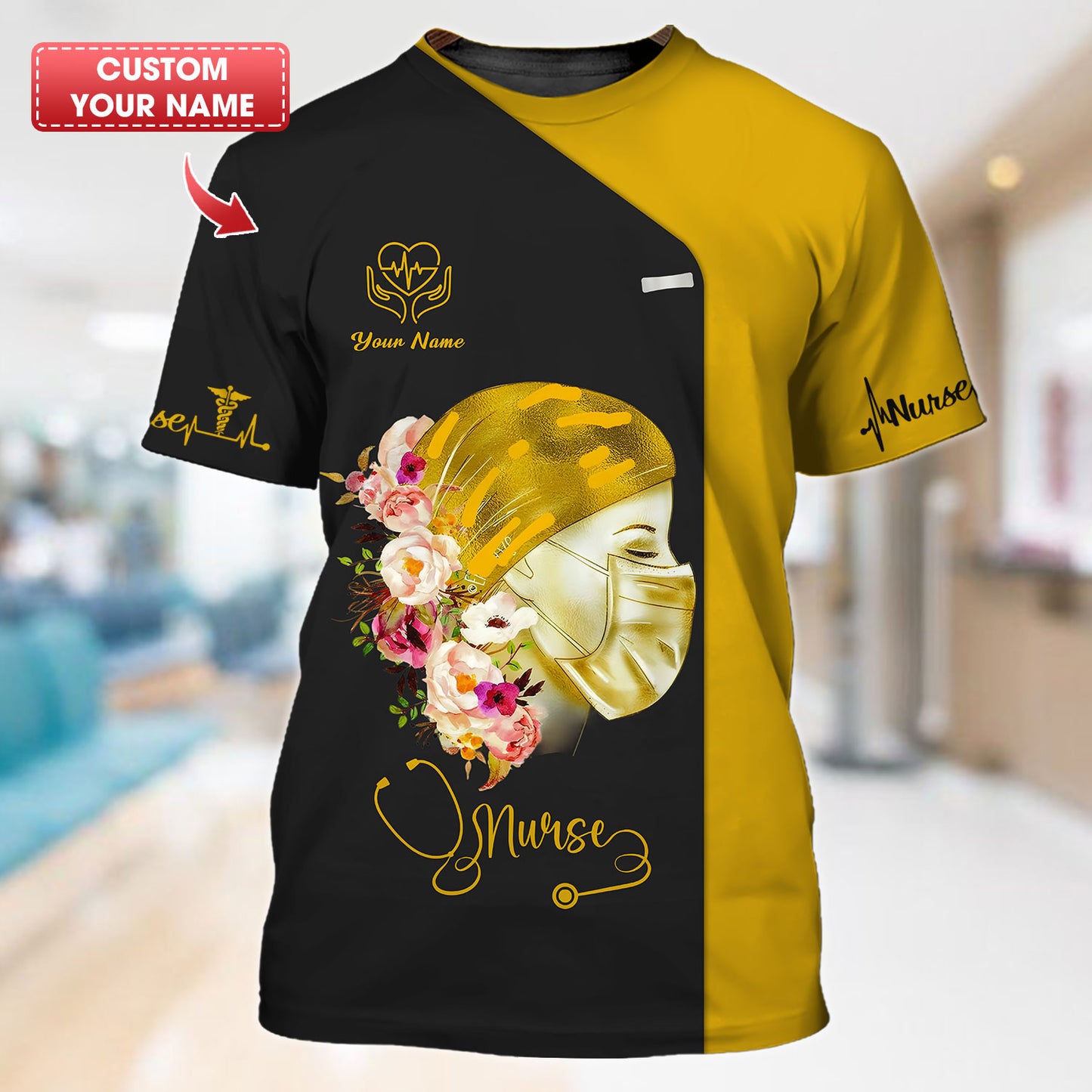 Camiseta de enfermera personalizada: compasión y cuidado floral