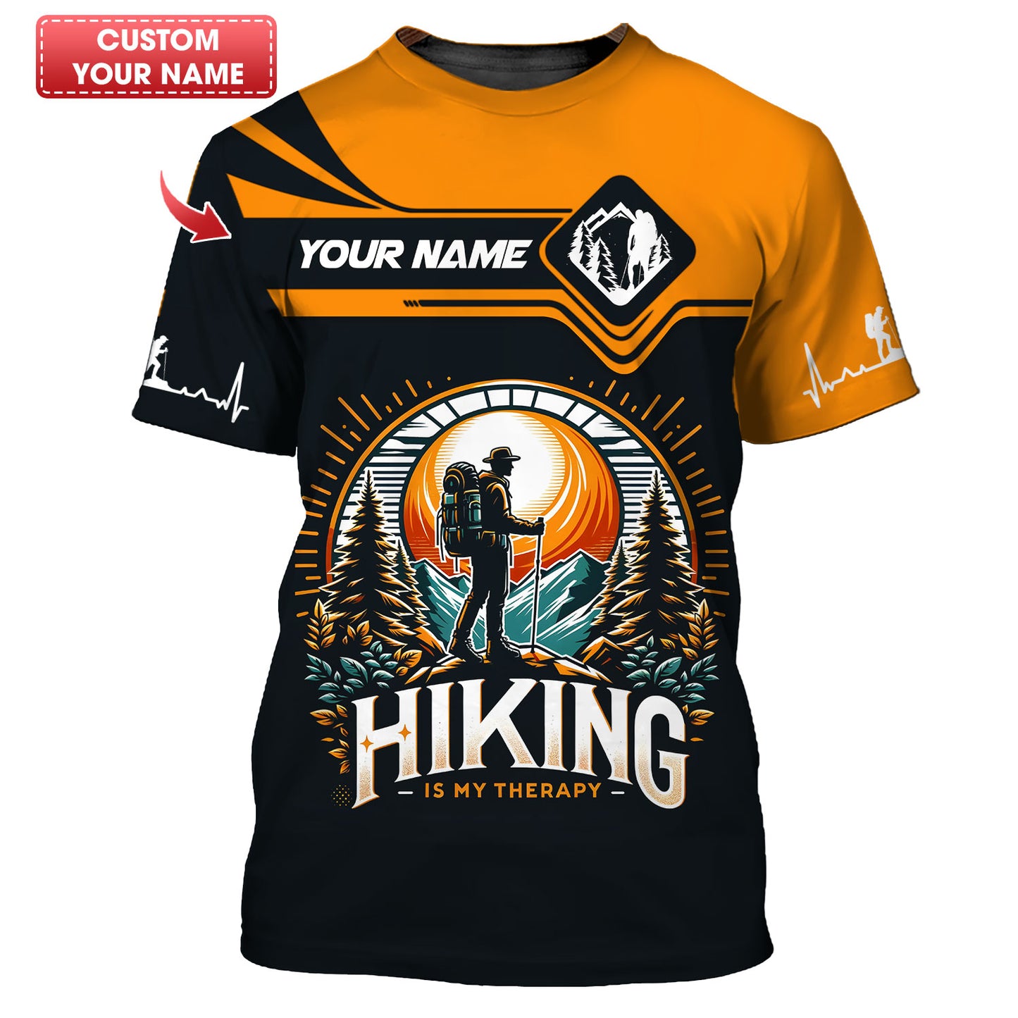 Hiking Is My Therapy Custom Name 3D T-Shirts Gift For Hiker Lovers