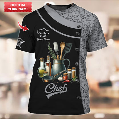 Personalized Chef Shirts - Classic Cooking Tools Design for Gourmet Chefs