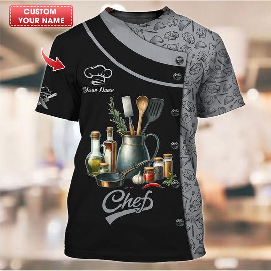 Camisetas de chef personalizadas: diseño de herramientas de cocina clásicas para chefs gourmet