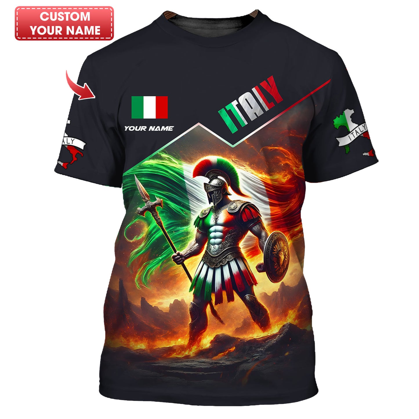 Knight With Italy Flag Custom Name Italian Shirt Gift For Italian Lovers