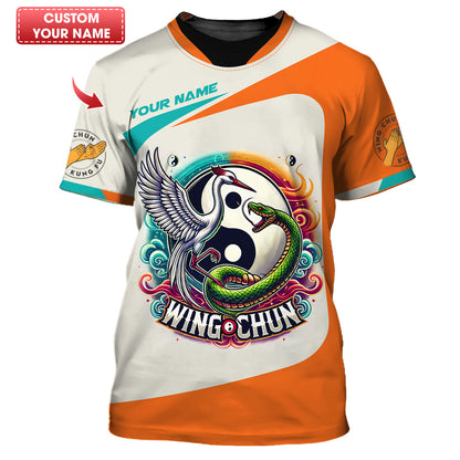 Camisa de artes marciales Wing Chun: elegante diseño de grulla y serpiente Yin-Yang