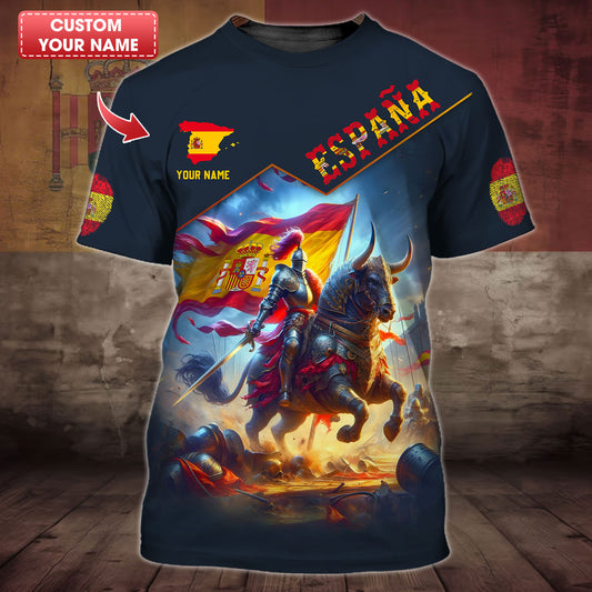 Personalized Spain Pride Shirt - Embrace the Valor of Spanish Knights