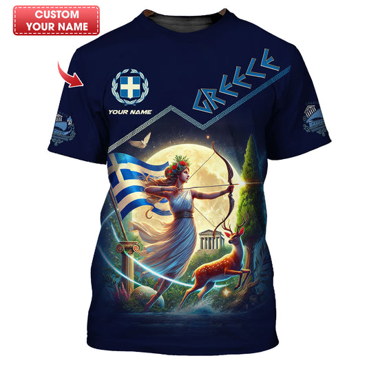 Camisetas personalizadas de Grecia Camiseta 3D Artemisa de Grecia Regalo para amantes griegos