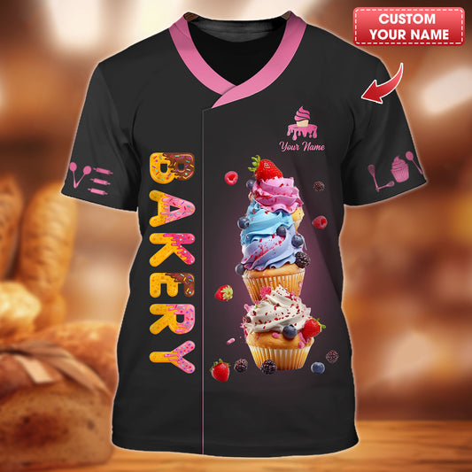 T-shirts de boulangerie personnalisés - Design de cupcakes vibrant pour les amateurs de pâtisserie