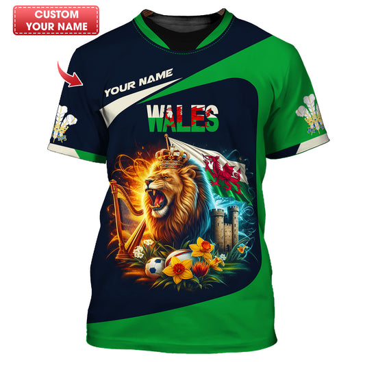 Camisetas con nombre personalizado de El Rey León con la cultura de Gales, regalo para amantes de Gales