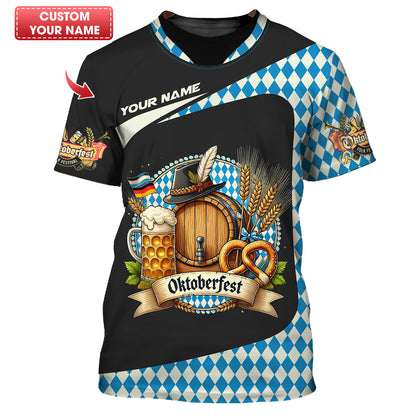 T-shirts Oktoberfest à impression 3D complète, cadeau personnalisé avec nom pour les amateurs de bière