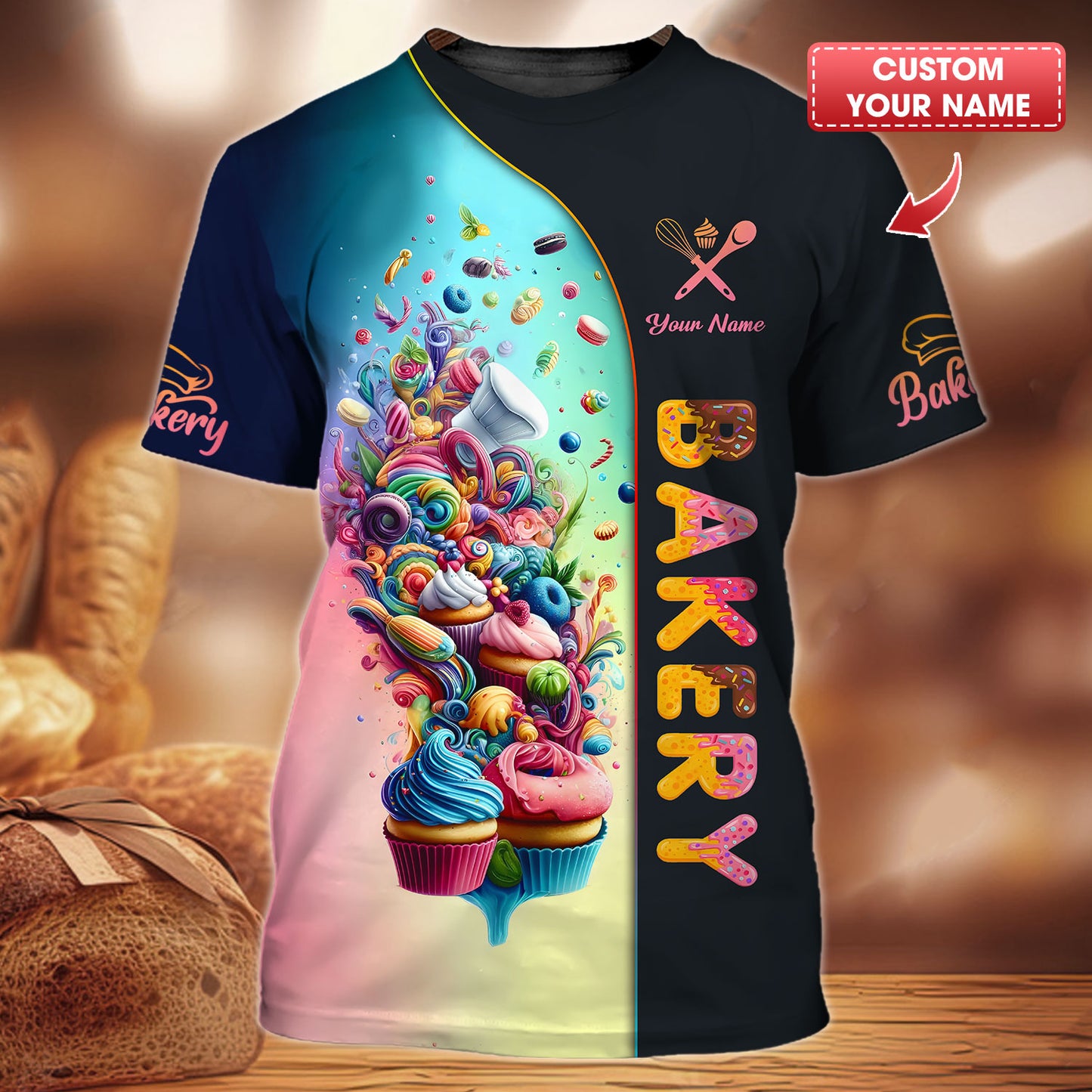 Personalized Baker Shirts - Colorful Cupcake Burst