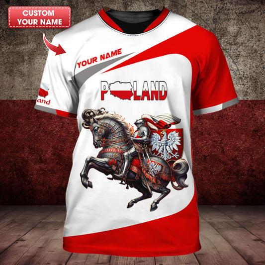 Personalized Poland Pride Shirt - Knight and Polish Crest