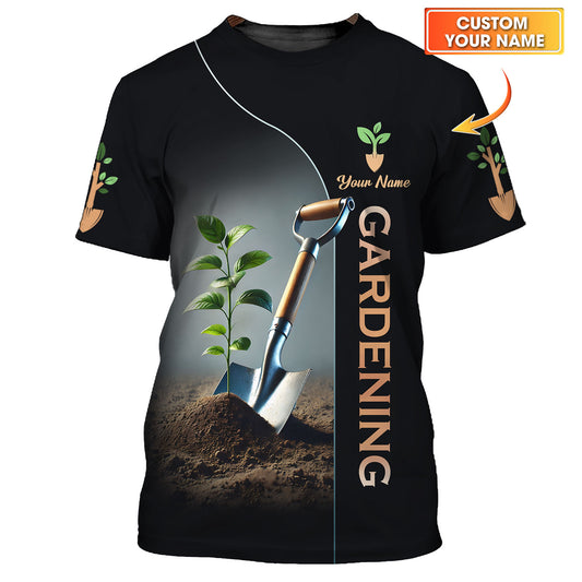 T-shirts personnalisés avec pelle de jardin T-shirt de jardinage 3D Cadeau pour les amoureux du jardinage