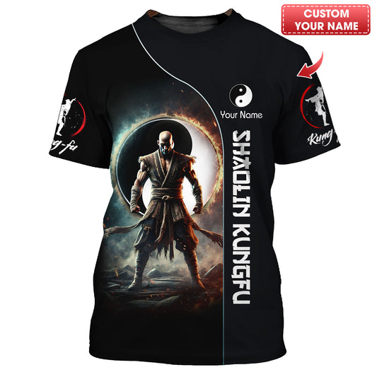 T-shirt 3D Shaolin Kung Fu Shaolin Warrior Yin Yang Symbol T-shirts personnalisés Cadeau pour les amateurs de Shaolin Kung Fu