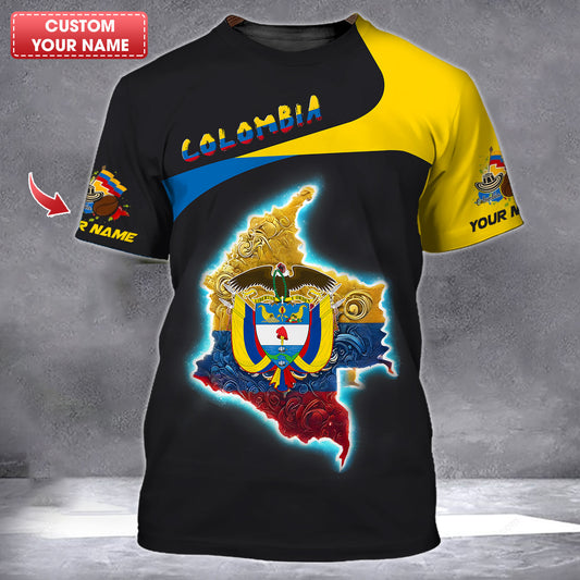 Camiseta personalizada con nombre y bandera de Colombia, regalo para amantes de Colombia