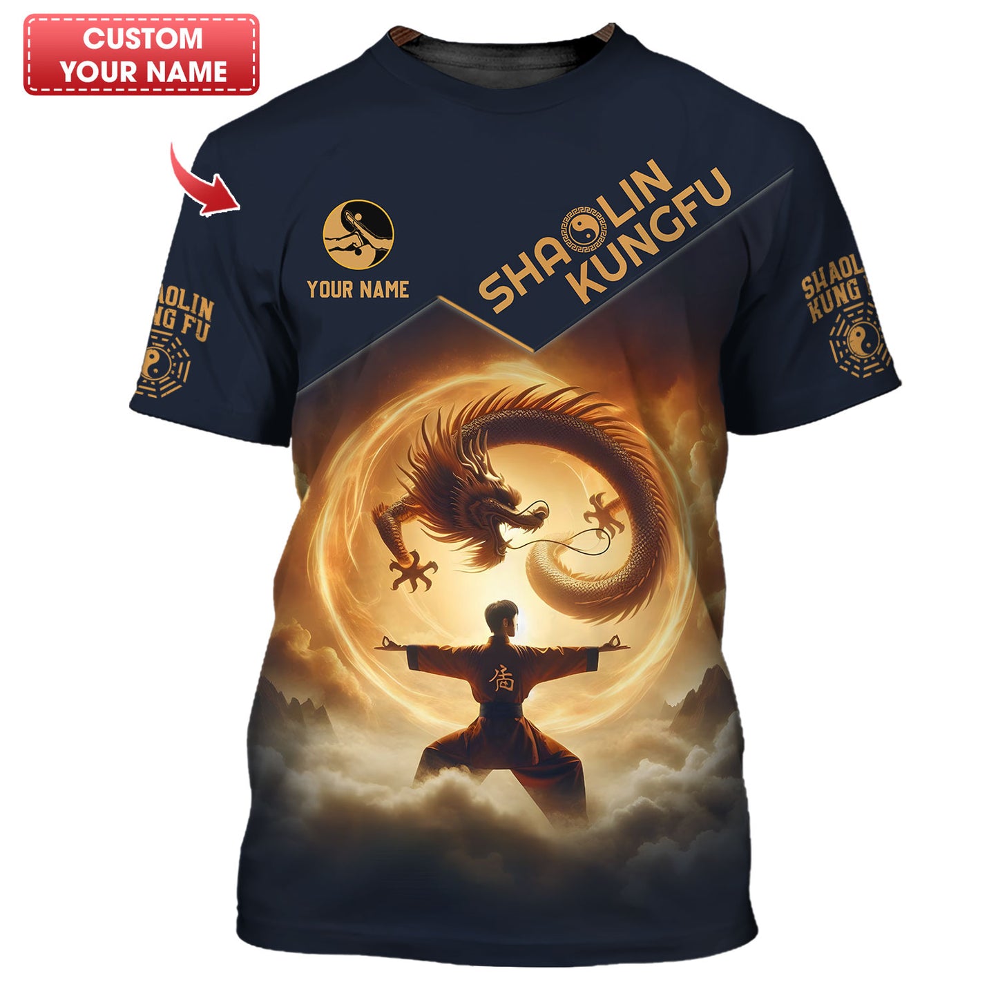 T-shirts personnalisés Shaolin Kung Fu Cadeau pour les amateurs de Shaolin Kung Fu T-shirt 3D Shaolin Kung Fu