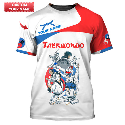 Camiseta con estampado 3D completo de El espíritu del taekwondo, regalo personalizado con nombre para amantes del taekwondo