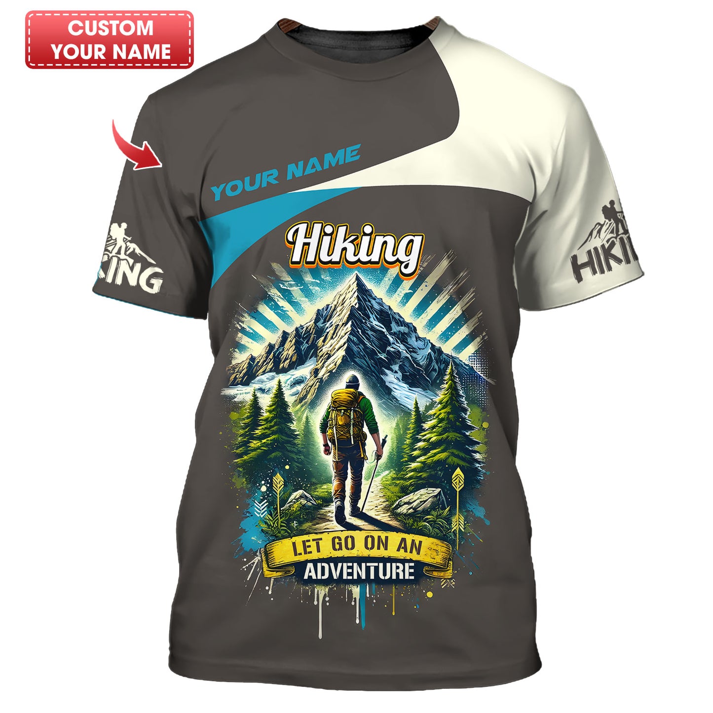 Camiseta con estampado 3D completo Let Go On An Adventure, regalo con nombre personalizado para amantes del senderismo