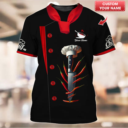 3D Full Print Knives Chef Shirt Personalized Name Gift For Chef Lovers