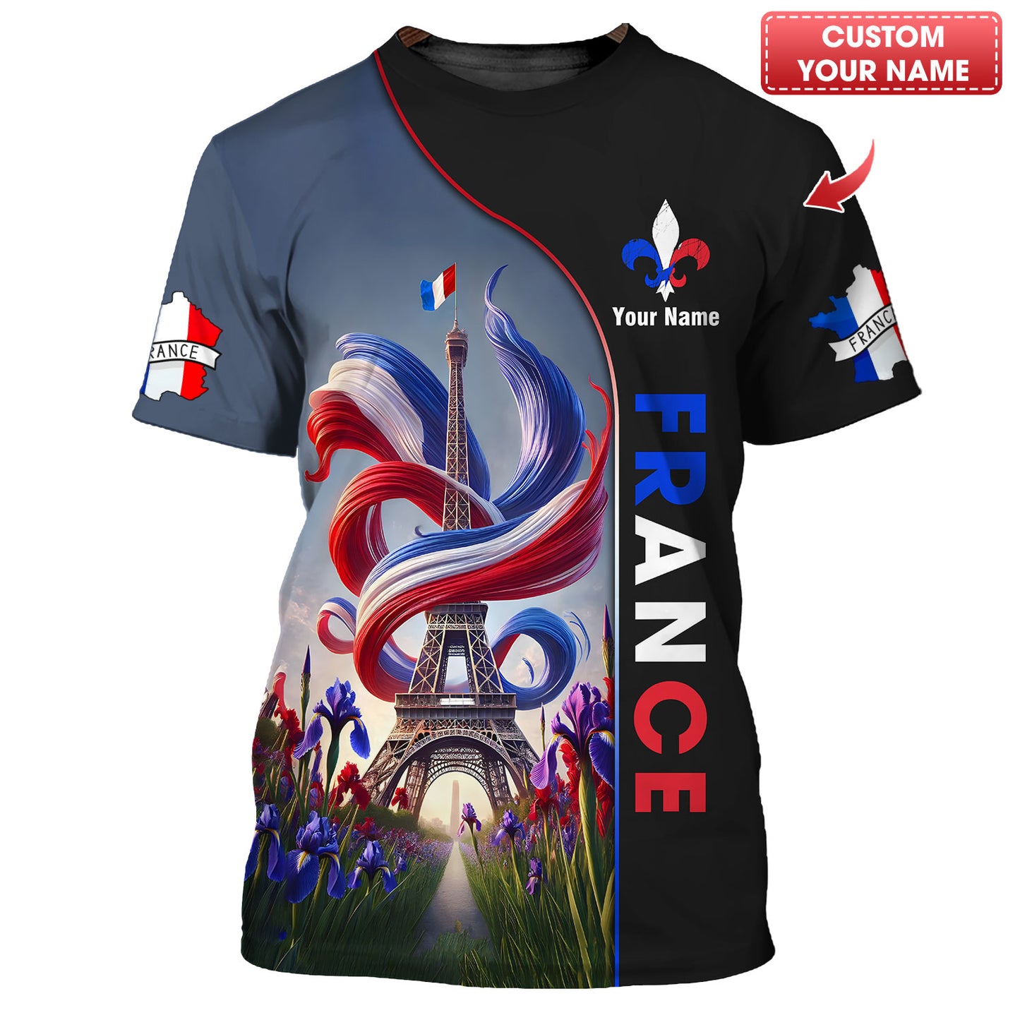 3D Full Print Eiffel Tower Of France Shirts Personalized Name Gift For France Lovers