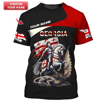 Camiseta con estampado 3D completo y orgullosa de Georgia, regalo personalizado con nombre para los amantes de Gruzia